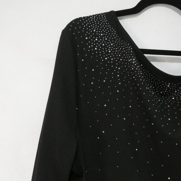 SHEIN - Curve | 2XL | Black Sequined Cut-Out / Cold Shoulder Long Sleeve Shirt - Picture 3 of 14